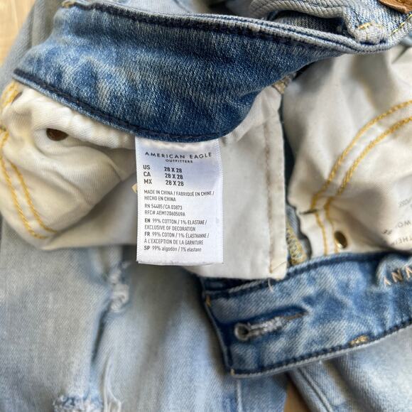 American Eagle Next Level Stretch Skinny Distressed Blue Jeans Size W28 L28 - Picture 9 of 12